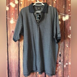 Brooks Navy and Gray Striped Polo Shirt Golf